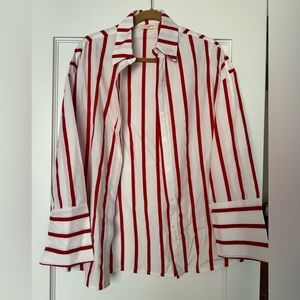 Elce Swim Red and White Oversized Button Down